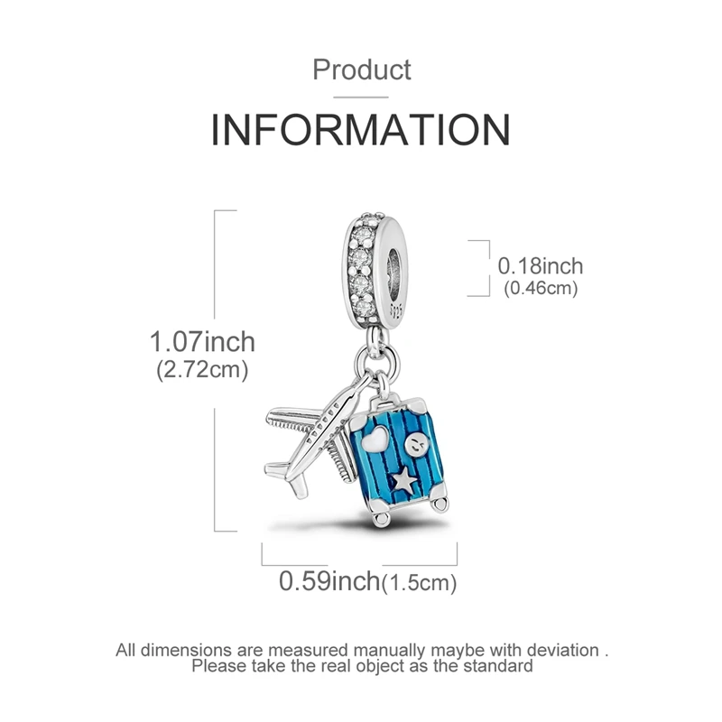 Architektur-Serie 925 Sterling Silber Charms Perlen Flugzeug Reisepass Anhänger Passend für Original Armband Frauen Mädchen DIY Party Geschenke – Detail 8