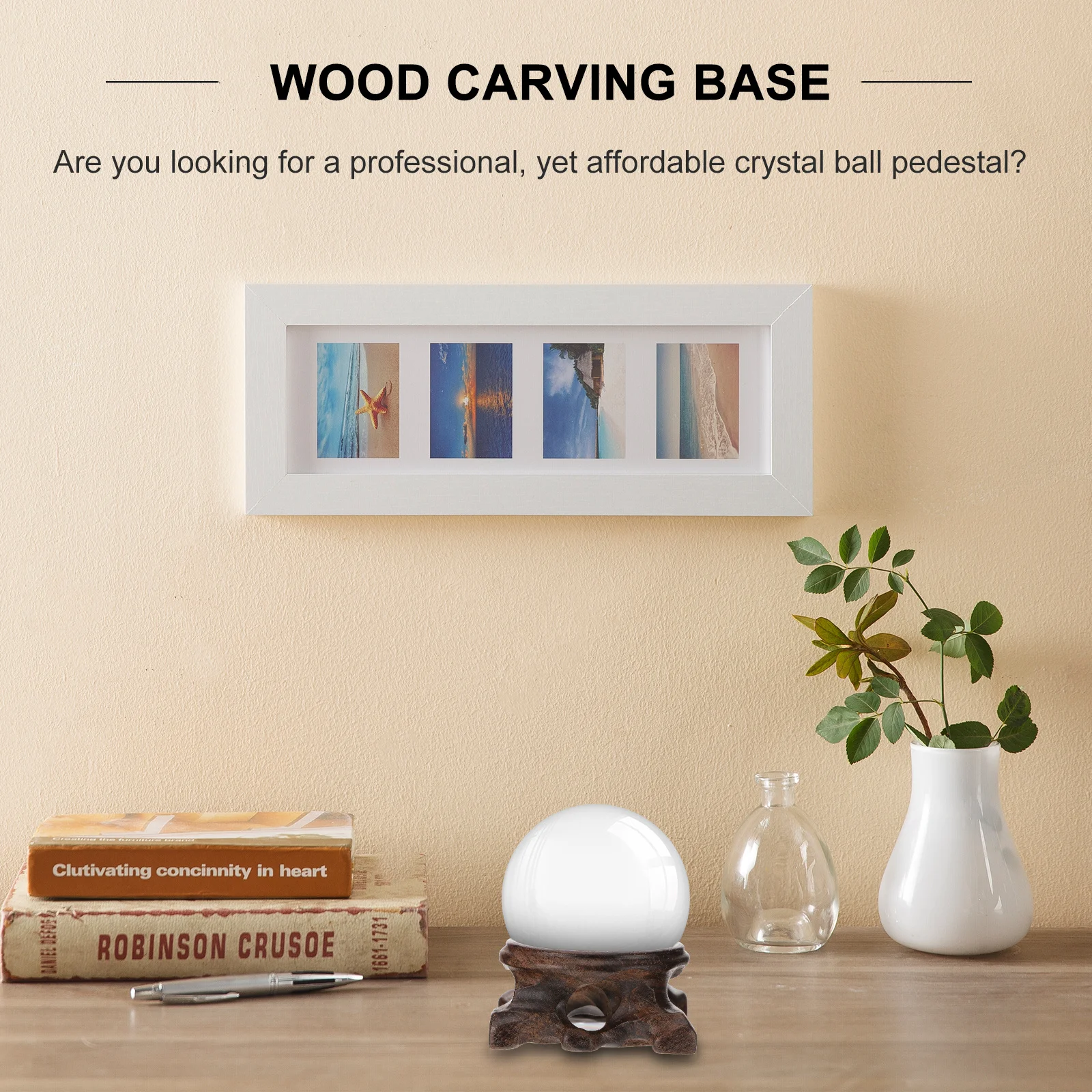 1Pcs Wood Carving Base Premium Crystal Ball Stand Creative Display Base Wood Holder Decorative Crystal Ball Stand