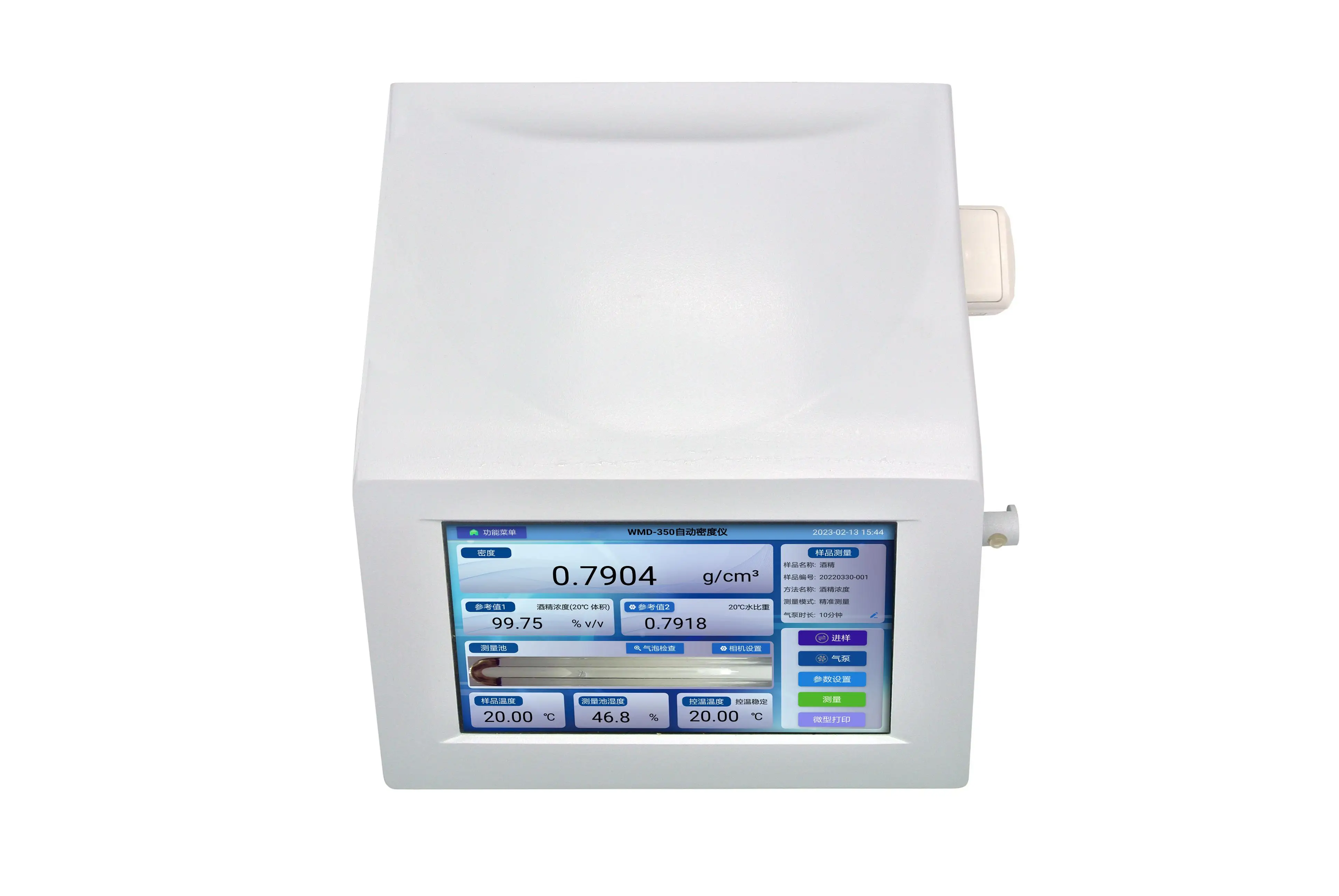 เครื่องวัดความหนาแน่นของของเหลวแบบตั้งโต๊ะในห้องปฏิบัติการ ความแม่นยำสูง พร้อมระบบควบคุมอุณหภูมิแบบเพลเทียร์