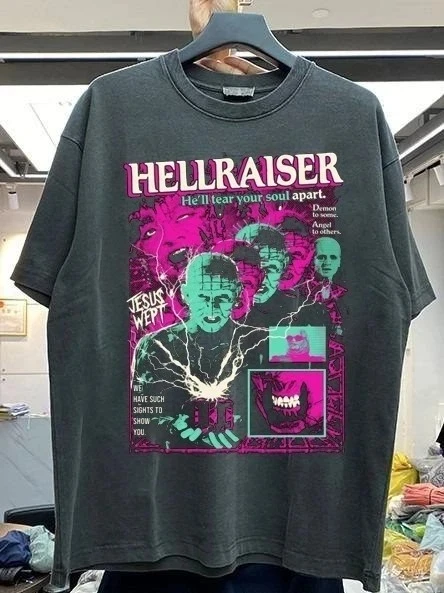 

Винтажная футболка из фильма «Восставший из ада», унисекс, хлопковая уличная одежда с короткими рукавами, свободная повседневная одежда большого размера с коротким рукавом