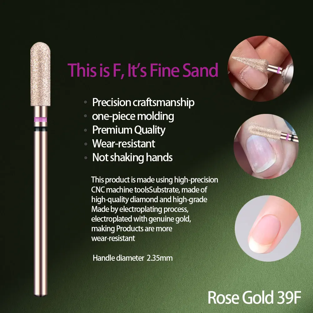 1Pcs Hohe Qualität Rose Gold Diamant Nagel Bohrer Für Maniküre Grat Häutchen Abgestorbene Haut Sauber Maniküre Bohrer Zubehör