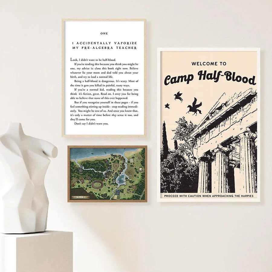 Percy Jackson Books Page Print Literature Wall Art Picture Welcome to Camp Half Blood Poster Minimal Canvas Painting Home Dec