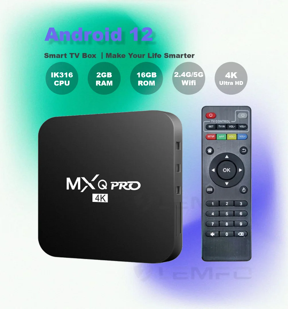 MXQ-PRO Smart TV Box Android 12 2.4/5G Dual-WIFI 3D Video 4K HD new TV Set-top Box Media Player Home Theater