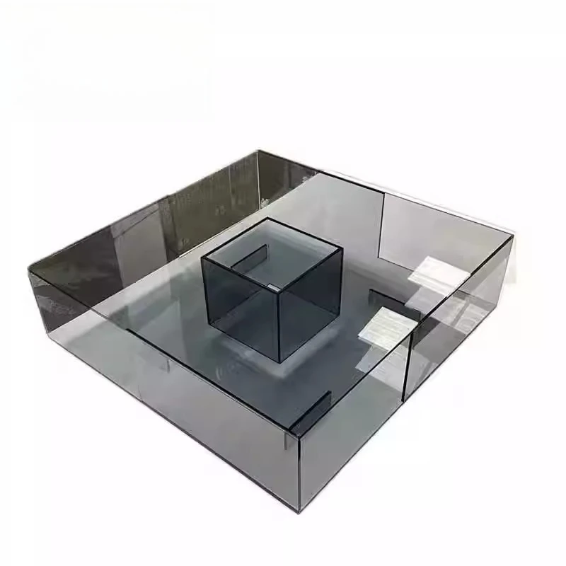 

Glass coffee table Italian minimalist creative square living room low table modern tea table Nordic