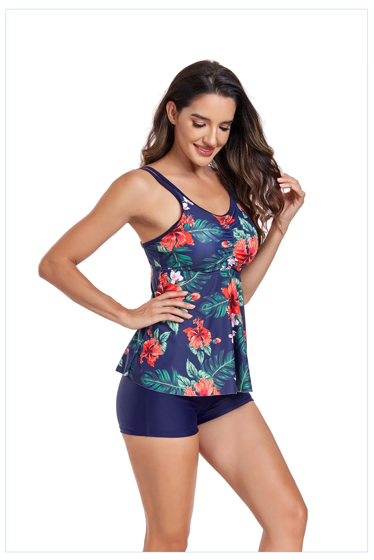 Bóxer con falda dividida para mujer, traje de baño, Tankini conservador, novedad de 2024