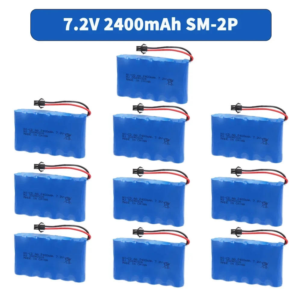 7.2V 2400mAh Ni-CD Oplaadbare AA Batterij met SM PLUG Voor Afstandsbediening Speelgoed Elektrische Auto accessoires 7.2 Volt M model