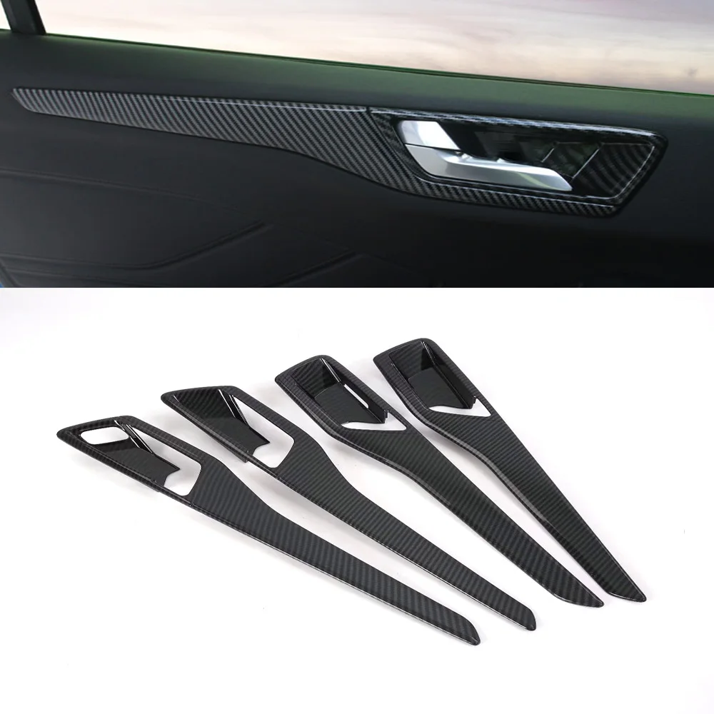 For Ford Focus 2022 2023 2024 Carbon Fiber Style Interior Mouldings ABS Inner Door Armrest Window Lift Button Cover Trim