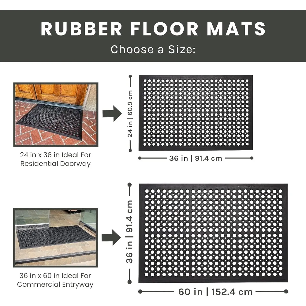 2-piece set of anti fatigue rubber floor mats, antisliprestaurant floor mats, home floor mats, anti slip entrance 36 x 60 inches