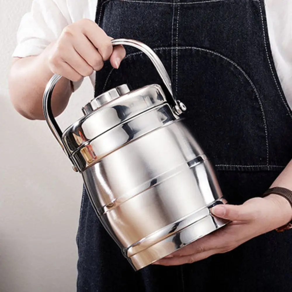 Stainless Steel Thermos Food Jar Large Capacity Leakproof Thermal Lunch Box Sealed Foldable Handle Insulated Pot Outdoor