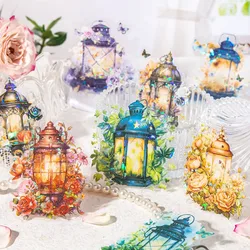 10 Pcs/pack Cute Light Holographic Sticker Vintage Waterproof Transparent Decorative PET Adhesive Sticker Label for Scrapbooking