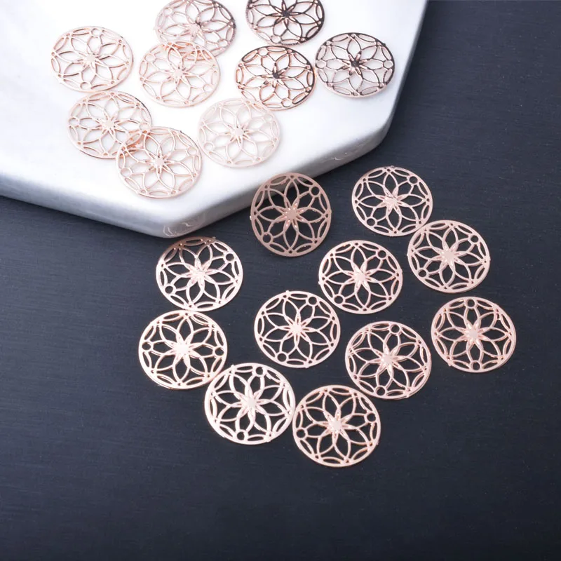 30 Stück AC10954 1,3 cm kleine runde Messing-Anhänger, dünne hellgoldene Verbindungsstücke für Armbänder, Anhänger, DIY-Schmuck, Halsketten, Ohrringe. – Detail 13