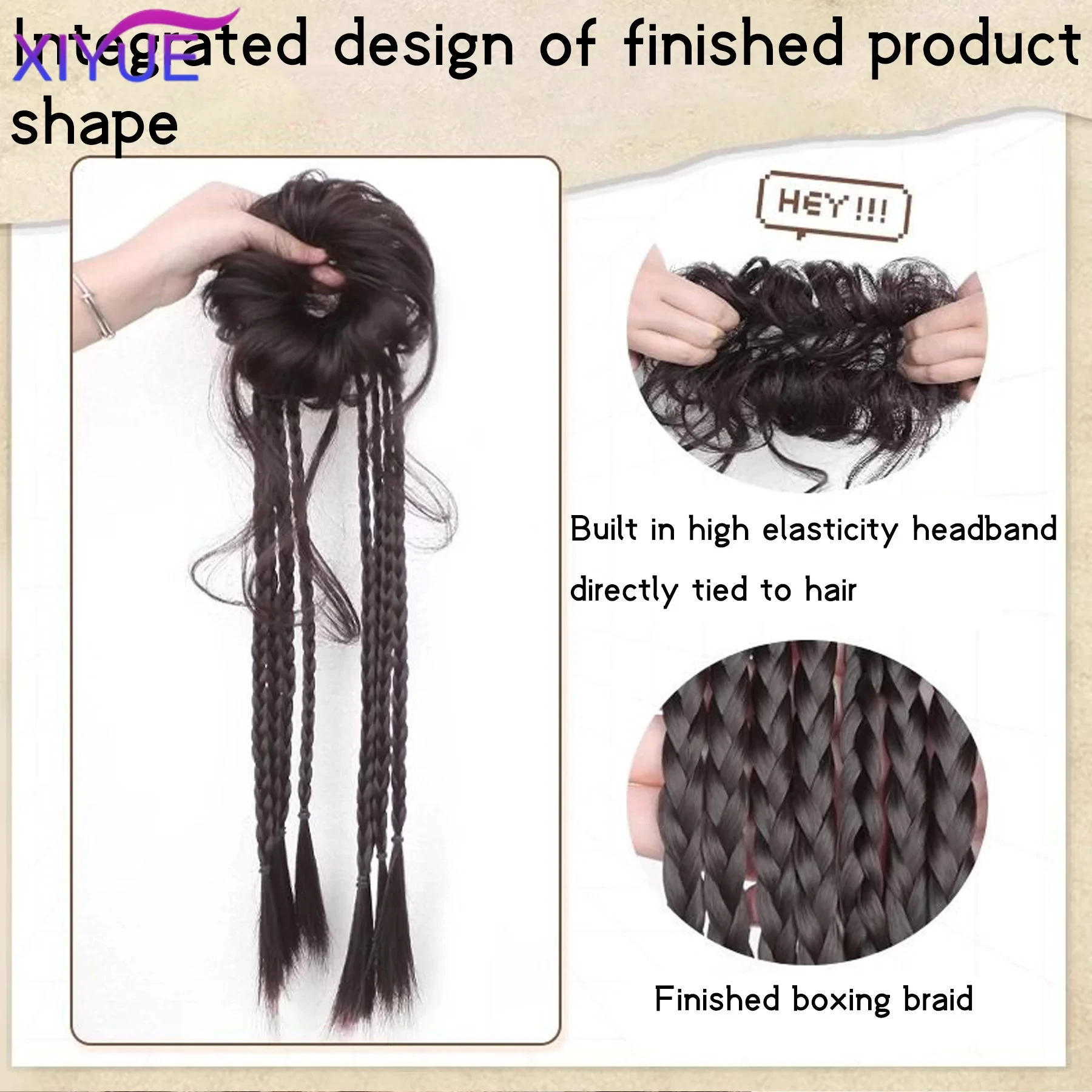 Synthetic Long Twist Bow Braid Ponytail Extensions With Rubber Band Boxing Braided Hair Extensions For Women Daily