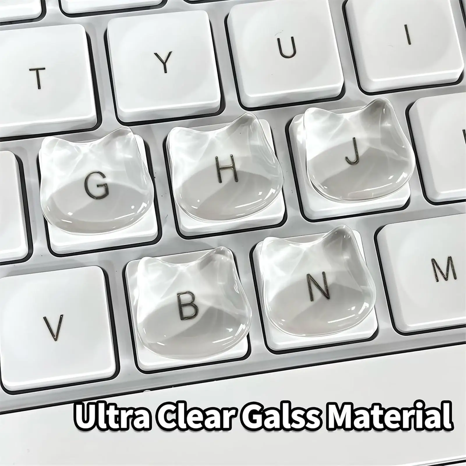 Keyboard Stickers for Long Nails 24 Pieces Keypad Cover Raised Clear Cat Head Design Keyboard Bubbles for Women Men Teens