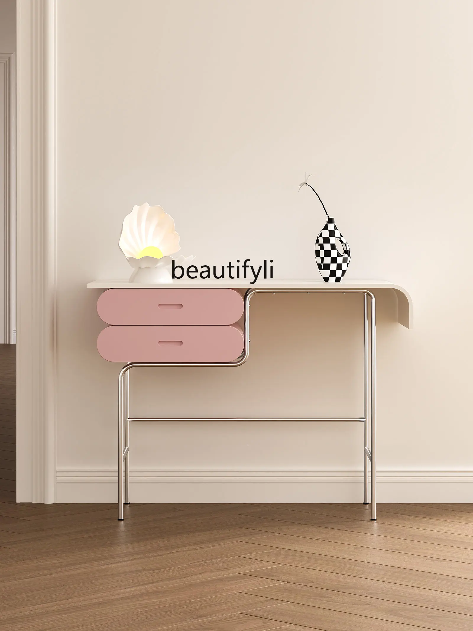 yj Simple Fresh Goddess Arc Dresser Bedroom Makeup Table Computer Desk