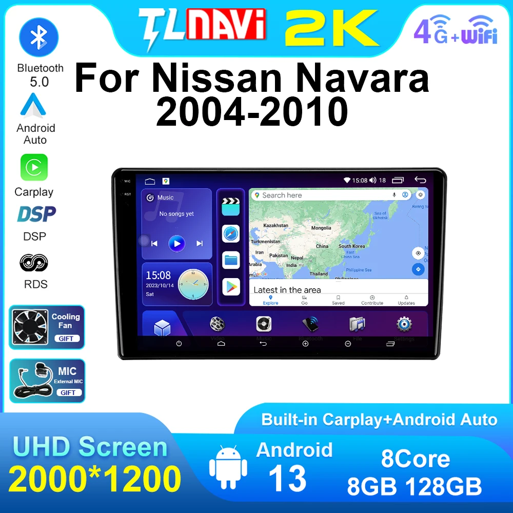 Carplay Android Auto Car Radio For 1Nissan Navara D40 2004 2005 2006 2007 2008 2009 2010 GPS Navigation Multimedia Stereo Player