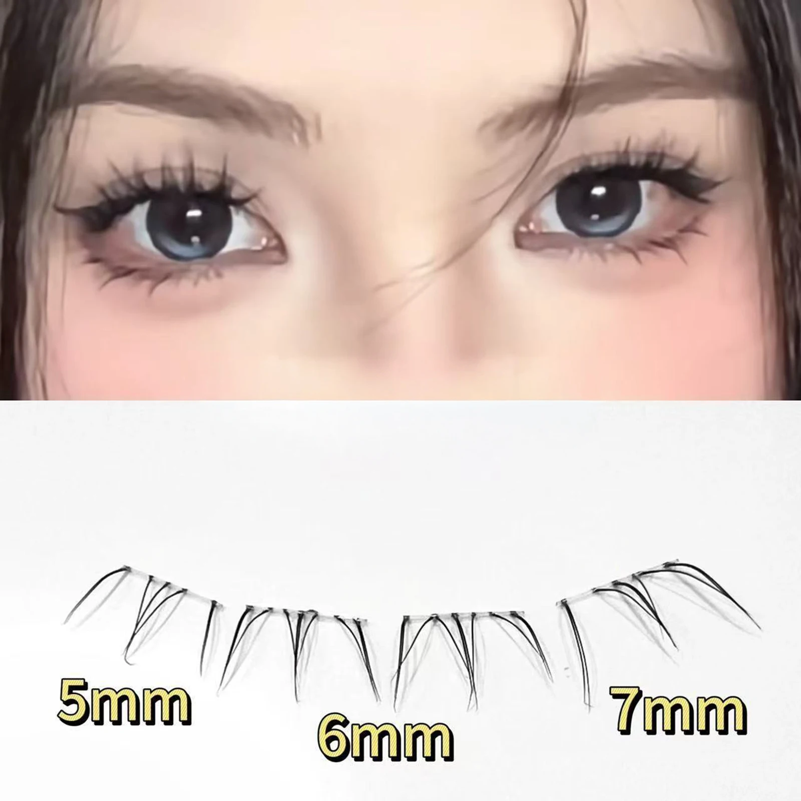 Extension de cils inférieurs manga œil de chat, faux cils de style coréen, bande transparente pour les maquillages de cosplay quotidiens