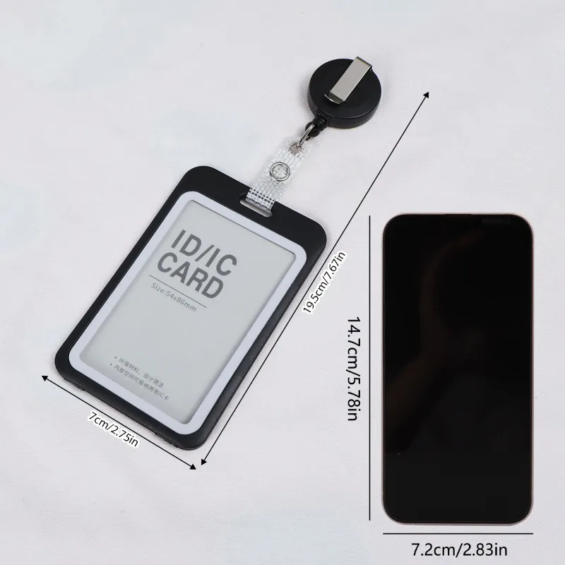 Schwarzer vertikaler Kartenhalter, Schlüsselanhänger, Bus, Campus-Karte, Zugangskontrolle, Arbeitskartenhülle, transparent, mit Ausweisrolle
