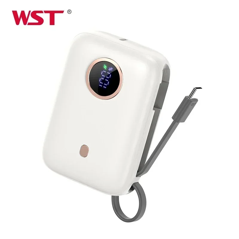 WST fast charge portable powerbank quick charging PD 20W Mini 10000mAh slim Power Banks with led display built in cable