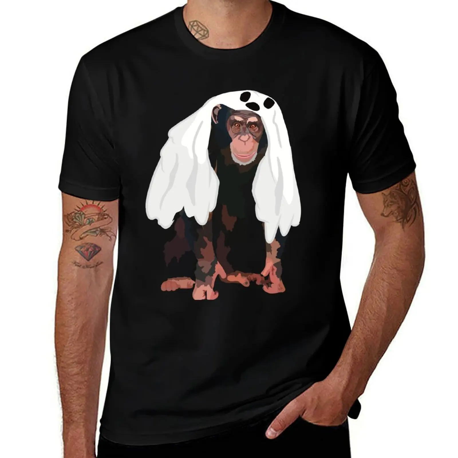 

Halloween Zoo Chimp Ghost T-Shirt baggy shirts blanks blacks customs black t-shirts for men