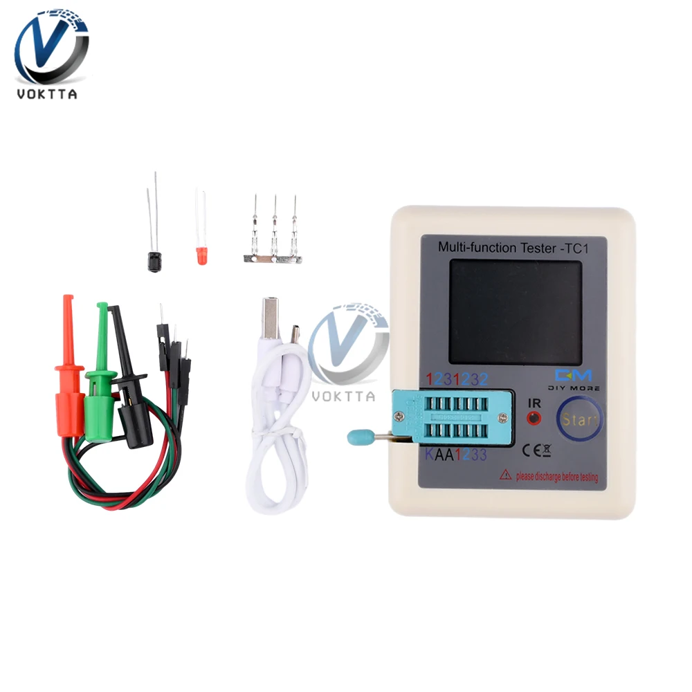 LCR TC1 1.8 Inch TFT LCD Display Multimeter Transistor Tester Diode Triode Capacitor Resistor Test Meter MOS NPN PNP Transistor