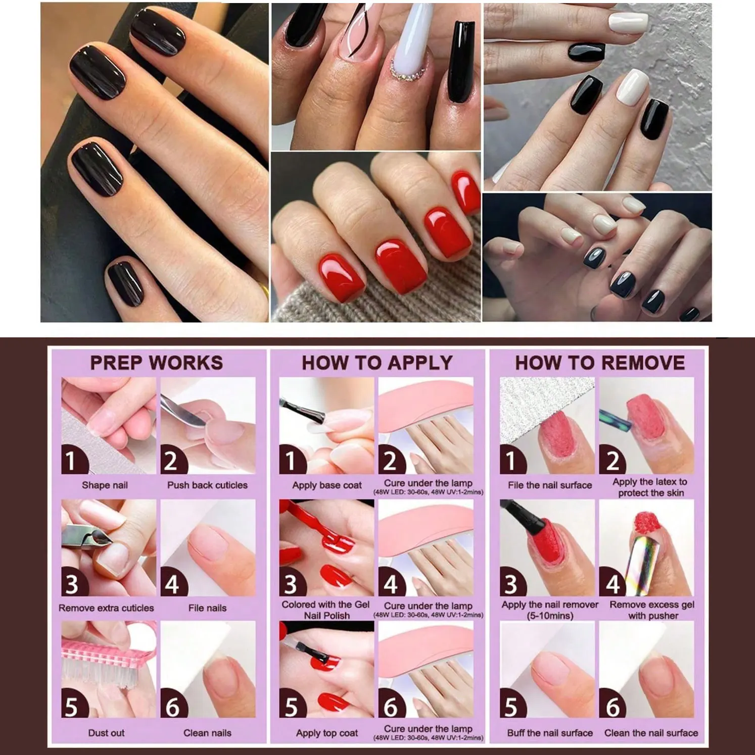 Ovanlee 15ml Gel Base & Top Coat Set – No Wipe Mirror & Matte Finish, TPO Free UV/LED Soak-Off Gel, Long Lasting & Anti-Yellowing for DIY Manicure