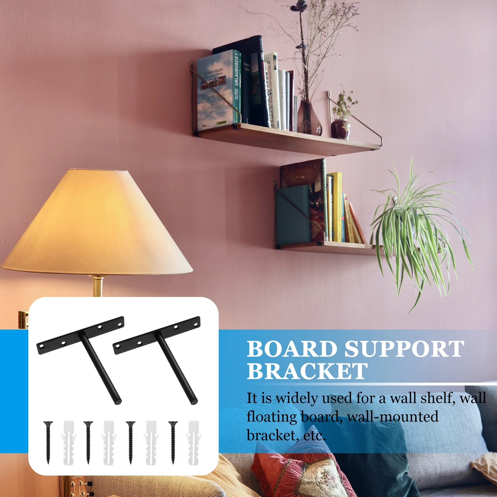 

2Sets Floating Shelf Brackets T Shape Hidden Supports Heavy Duty Wall Mounted Board Support for Bookshelf Shoe Rack Organizer