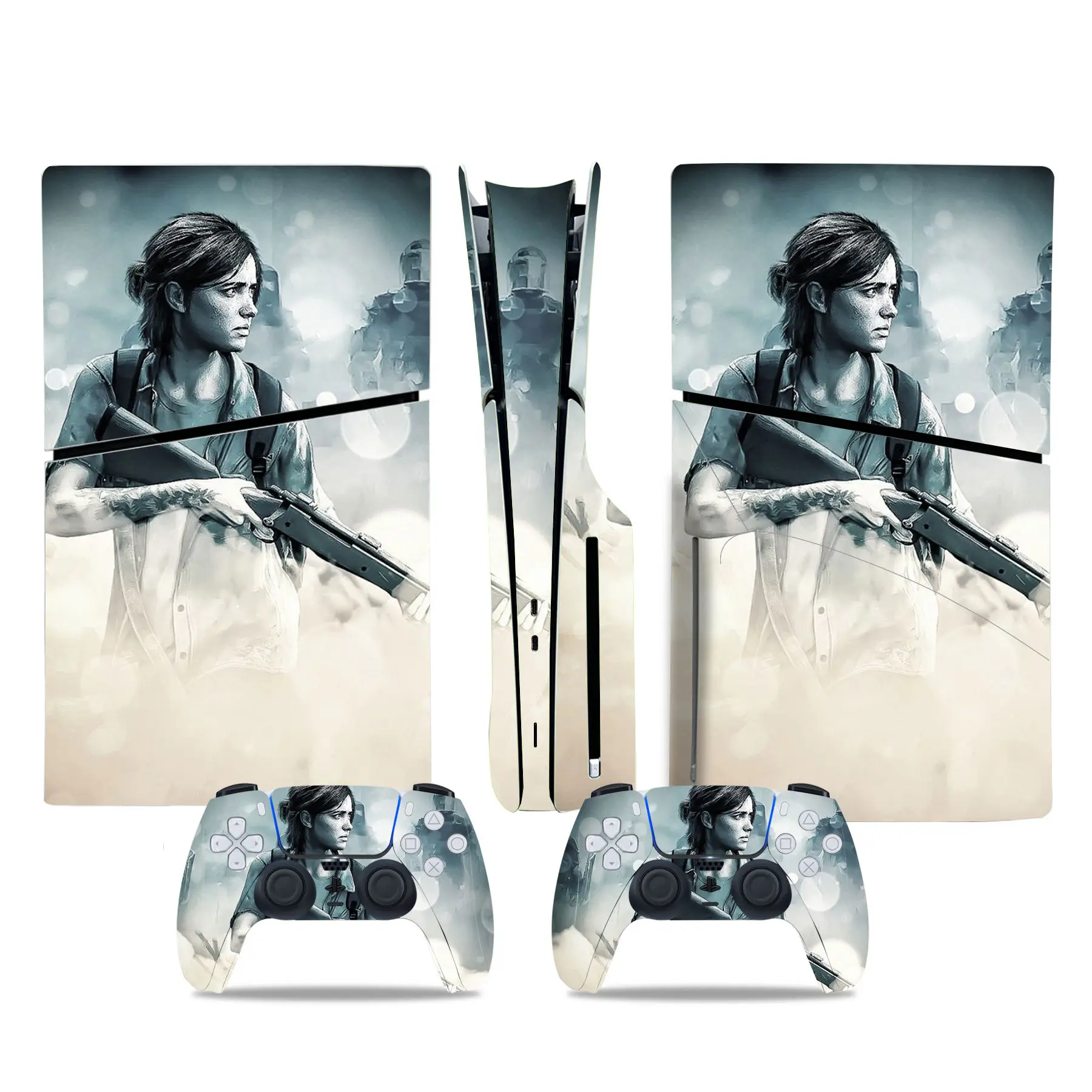 FOR PS5 Slim Disc Skin Sticker Geometry Protective Vinyl Wrap Cover Full Set for PS5 Slim Disc Console and 2 Controllers