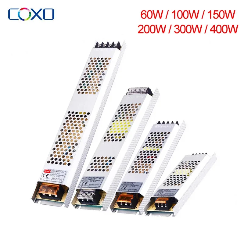 超薄型led電源-dc-12v-24v-照明用変圧器-60w-100w-150w-200w-300w-400w-ac180-260v-ledストリップライト用ドライバー