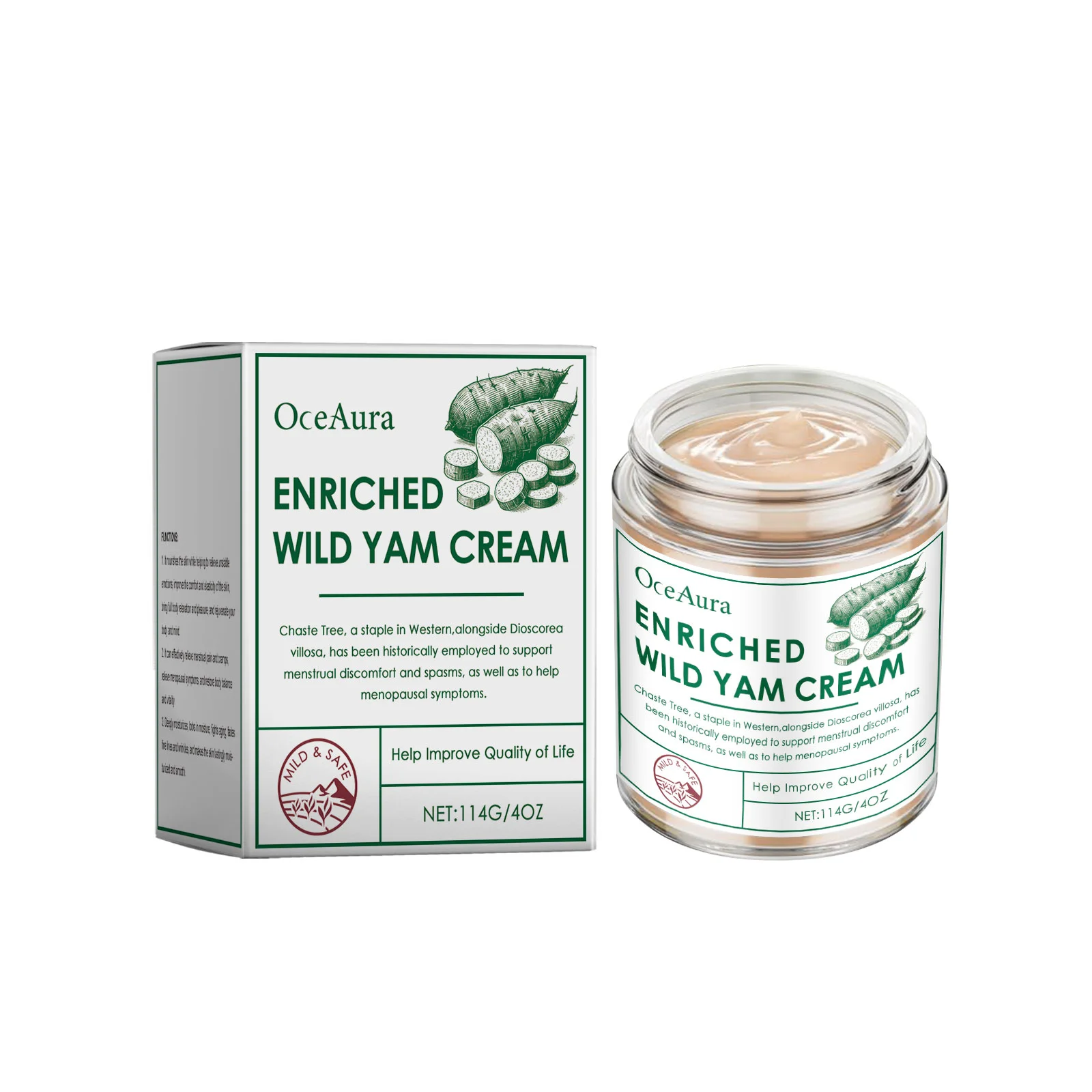

OceAura Wild Yam Body Moisturizer Nourishes Hydrates Firming Lightening And Delicate Skin Yam Cream 2pcs