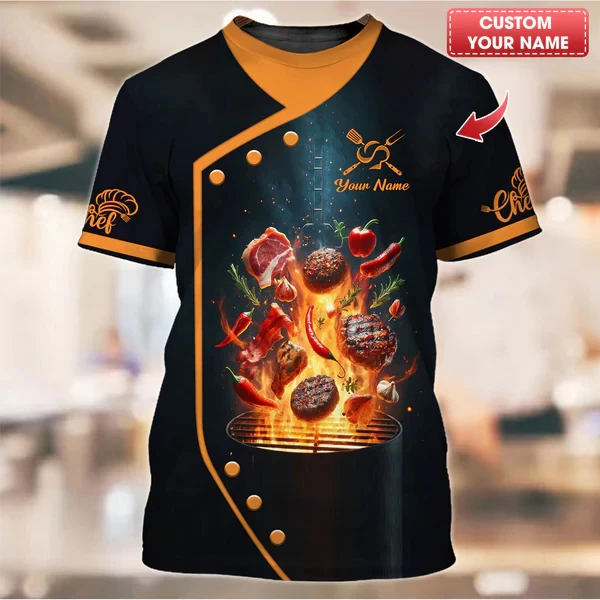 2025 New Designs Chef 3D Print T Shirt Personalized Customzed Name Tshirts Uniform Short Sleeve Loose Quick Dry Tees Unisex Tops - view 4