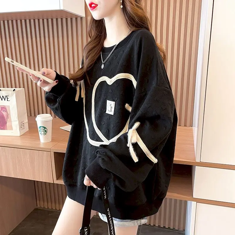 Fashion Pullovers Women Long-sleeved Mid-length Sweatshirts Autumn Trendy Pullover Loose Niche Design Sense Tops Womens Clothes