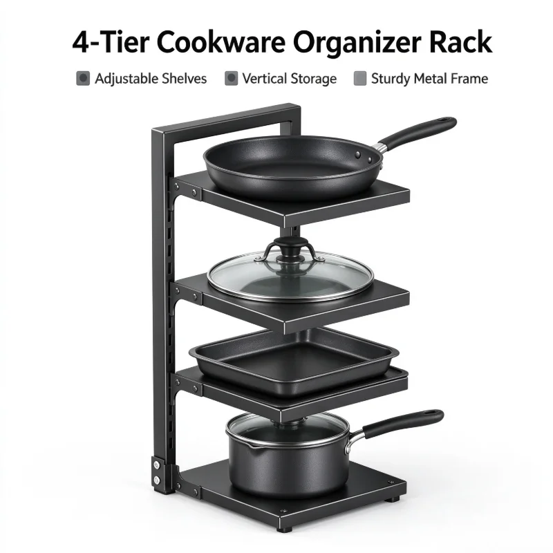 Stocking Stuffers Adjustable Pot Rack Organizer, Kitchen Stainless Steel Pot Storage Rack, Multi-Layer Household Pot and Pan