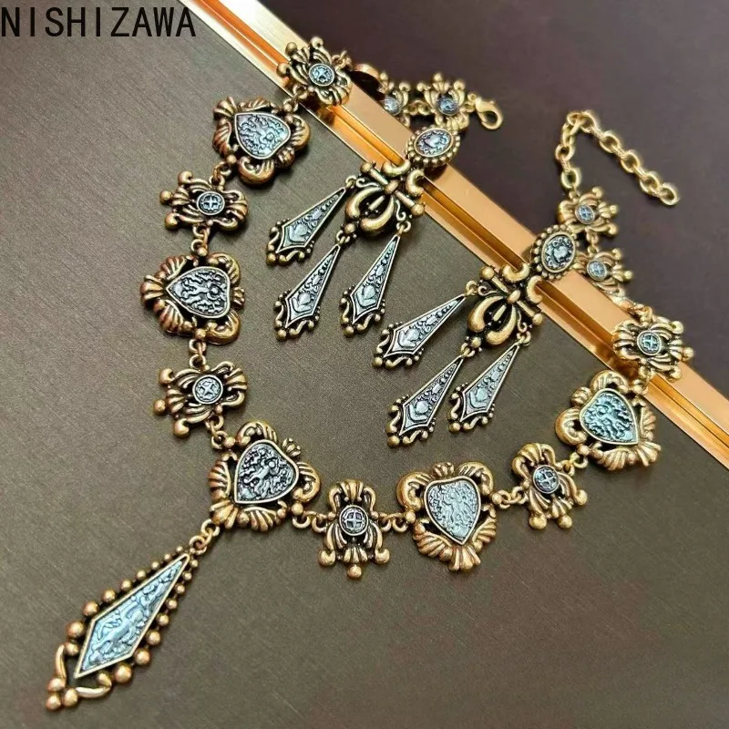 

NISHIZAWA Bohemian Earrings for Women Hyperbole Carved Vintage Geometric Aretes De Mujer Luxury Fashion Elegant Jewelry