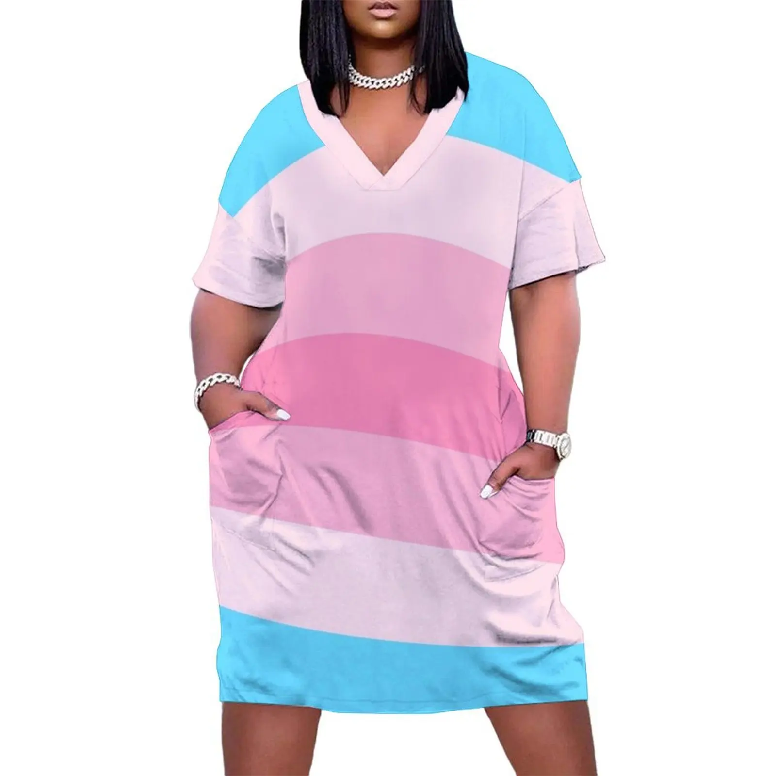 

Trans Woman Pride Flag Loose Pocket Dress dress for women summer beach dresses summer dress woman 2024 for woman