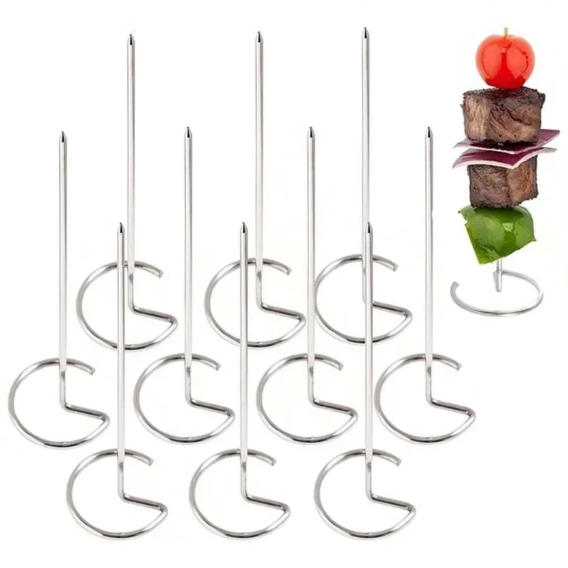 

10Pcs BBQ Kebab Sticks Outdoor Tools BBQ Skewers Barbecue Tool Vertical Design For Chicken Shrimp Grill Accessories