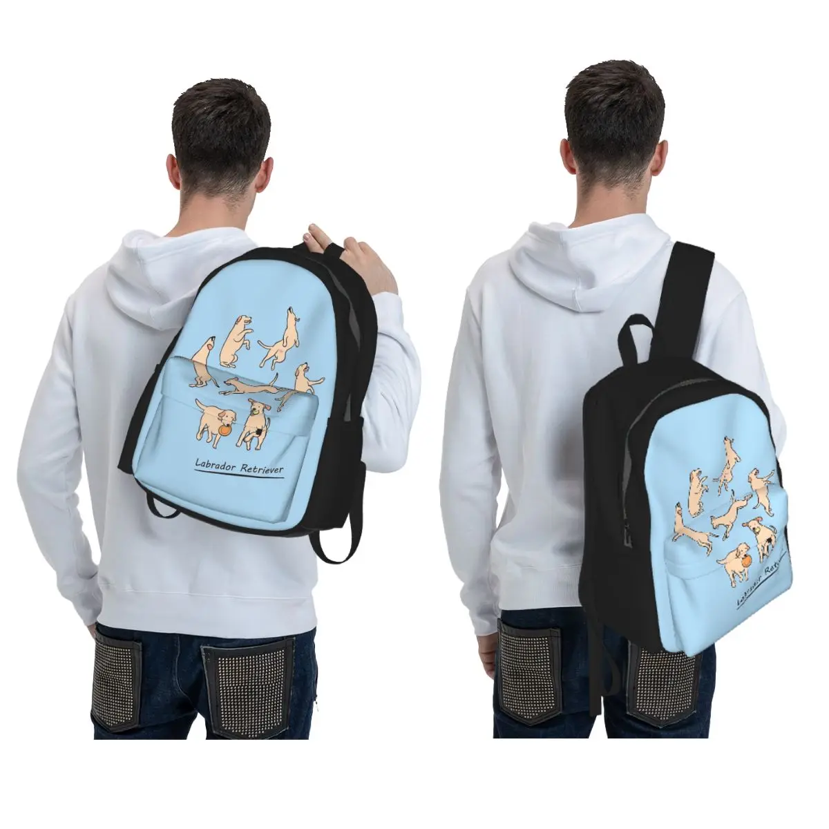 Playing Light Yellow Lab Labrador Retriever Backpack Daypack Large Capacity Kids BookBag School Bag Shoulder Bags for Men Women