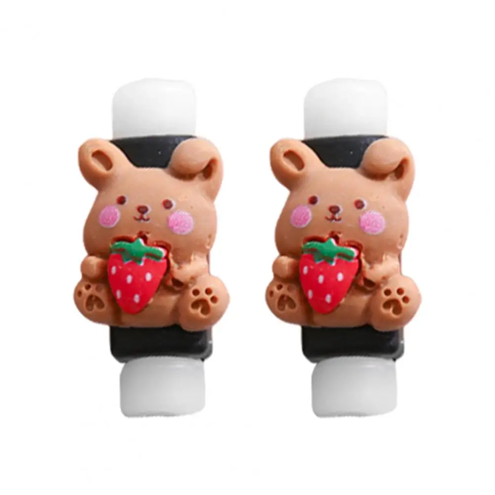1 Pair Animal Bite USB Cable Protector Cable Organizer Data Line Management Charging Safe Protection Cable Winder For iPhone