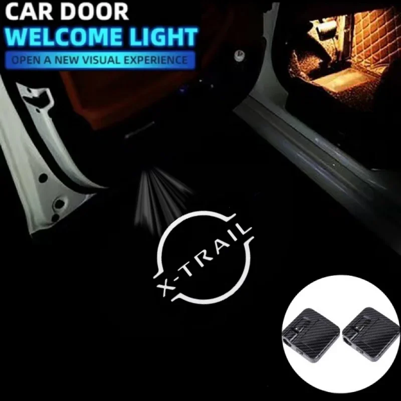 2PCS LED Car Door Logo Light Projector Ghost Shadow Welcome Universal Laser Emblem Lamps For Nissan Qashqai X-Trail Car Goods