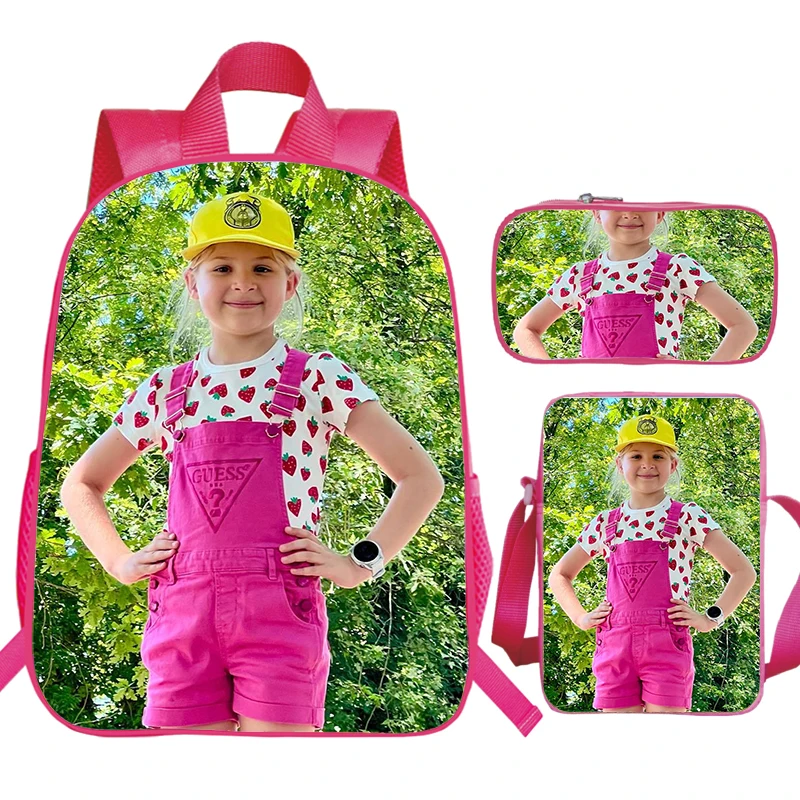 Children's 3pcs Set Backpack Kids Diana Show Prints School Bags Kindergarten Bag Waterproof Preschool Girls Bookbag Kids Gifts