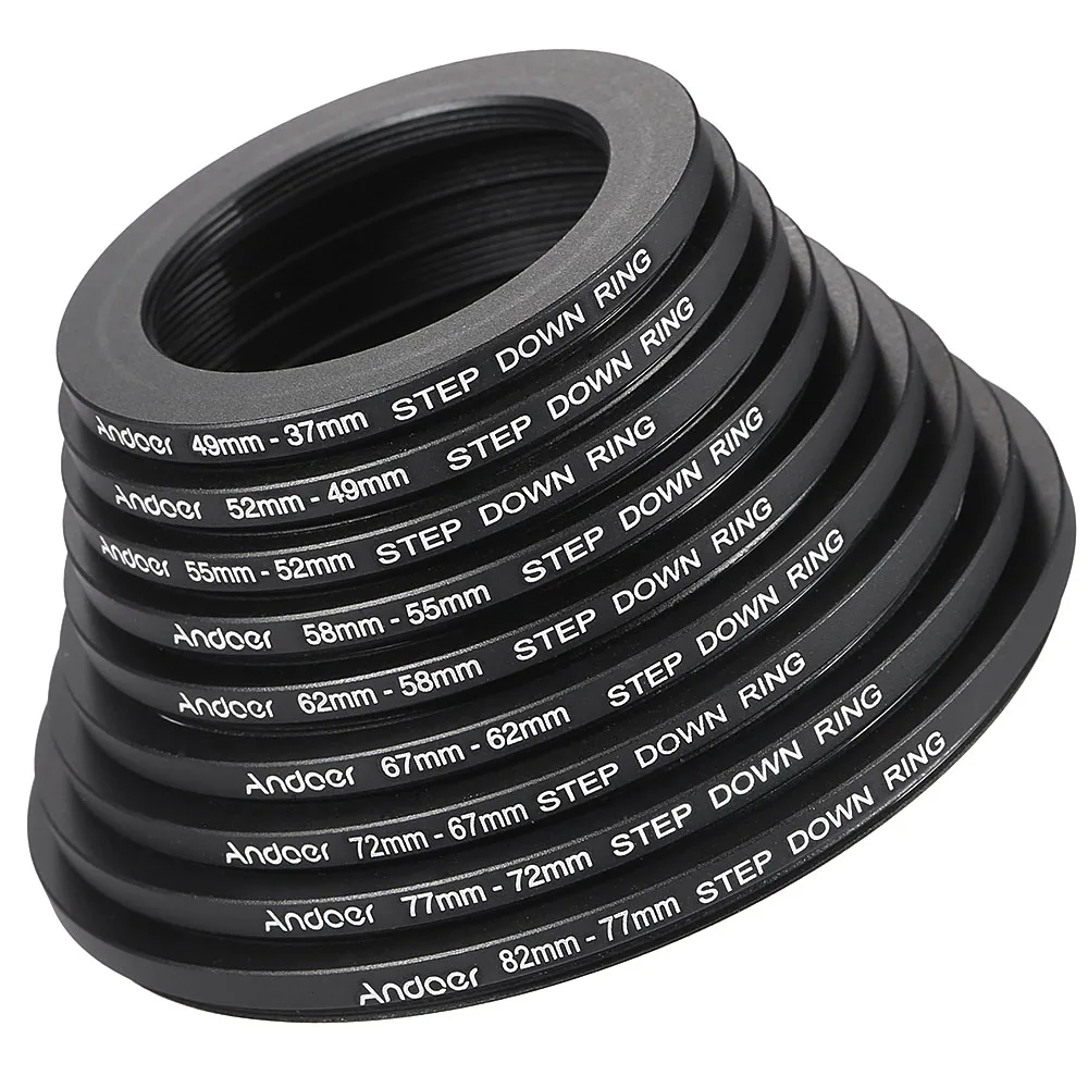 

18pcs Step-up Ring Lens Filter 37-49-52-55-58-62-67-72-77-82mm Step Up / Step Down Lens Filter Metal Adapter Kit UV CPL Set