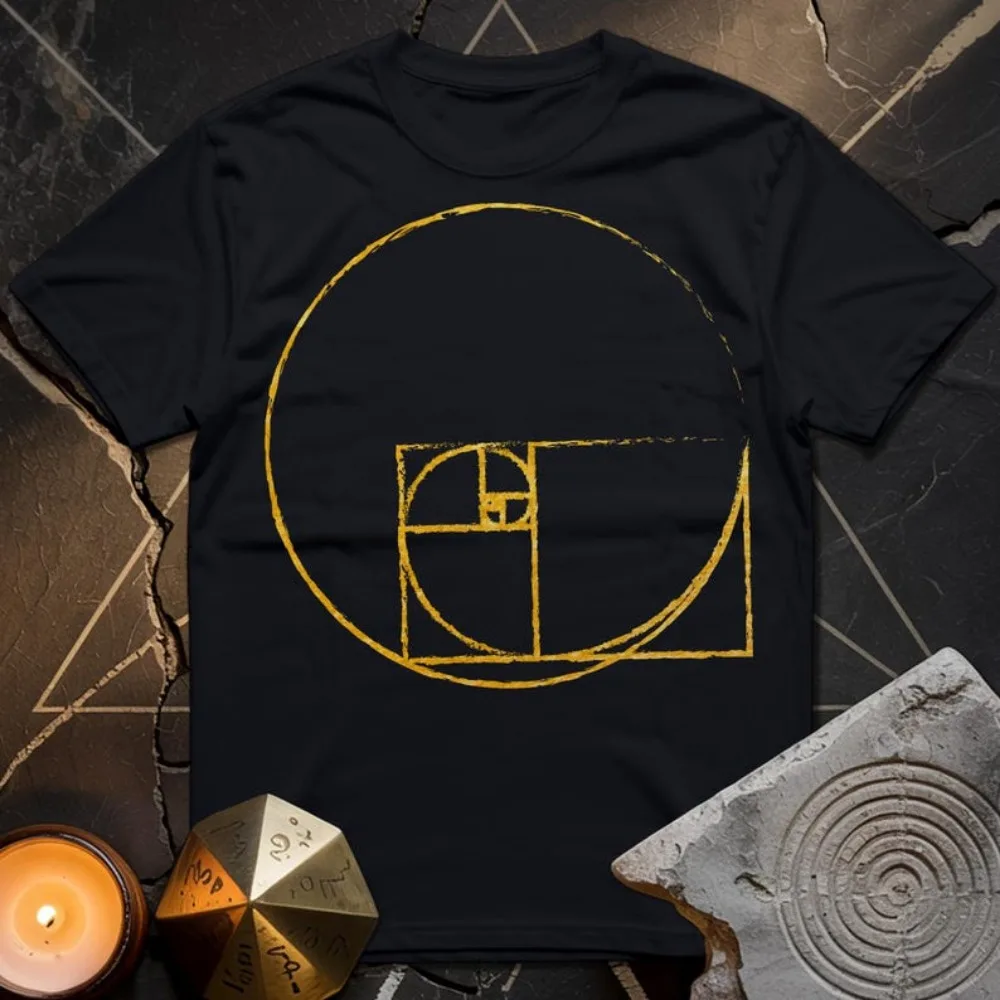 Golden Ratio Spiral T-Shirt Fibonacci Sequence Tee Sacred Geometry Loose Harajuku T Shirt Y2k Streetwear T Shirt