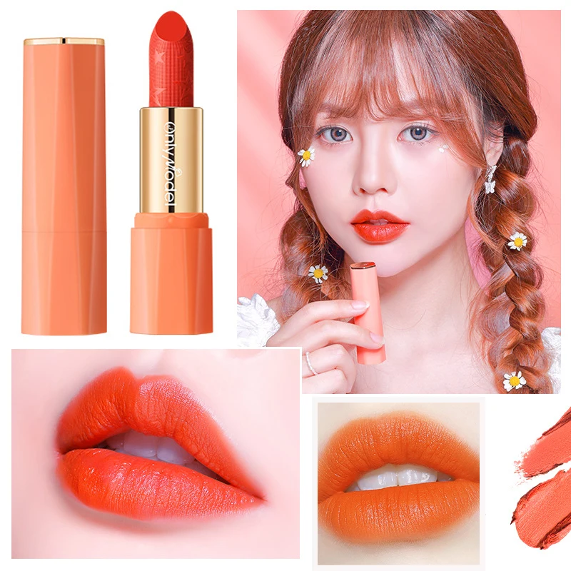 Orange Lipstick Velvet Matte Lipsticks Waterproof Long Lasting Lip Stick Velvet Lip Tint Women Cosmetic Sexy Lip Glaze Makeup