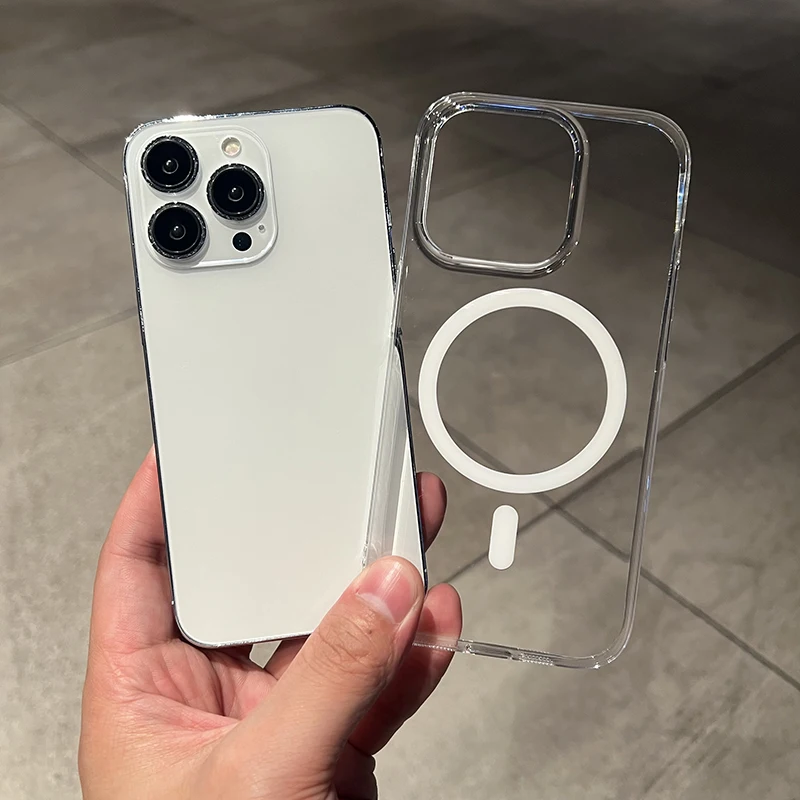 Original for Magsafe Magnetic Transparent Case for Apple IPhone 16 15 14 13 12 11 Pro X Xr Wireless Charging Cover