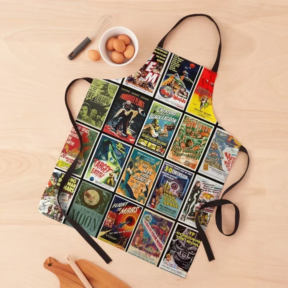 

Classic Science Fiction Movie Posters Apron Hairdressing Hairdresser Accessories Cooking Things For Kitchen carpenter Apron