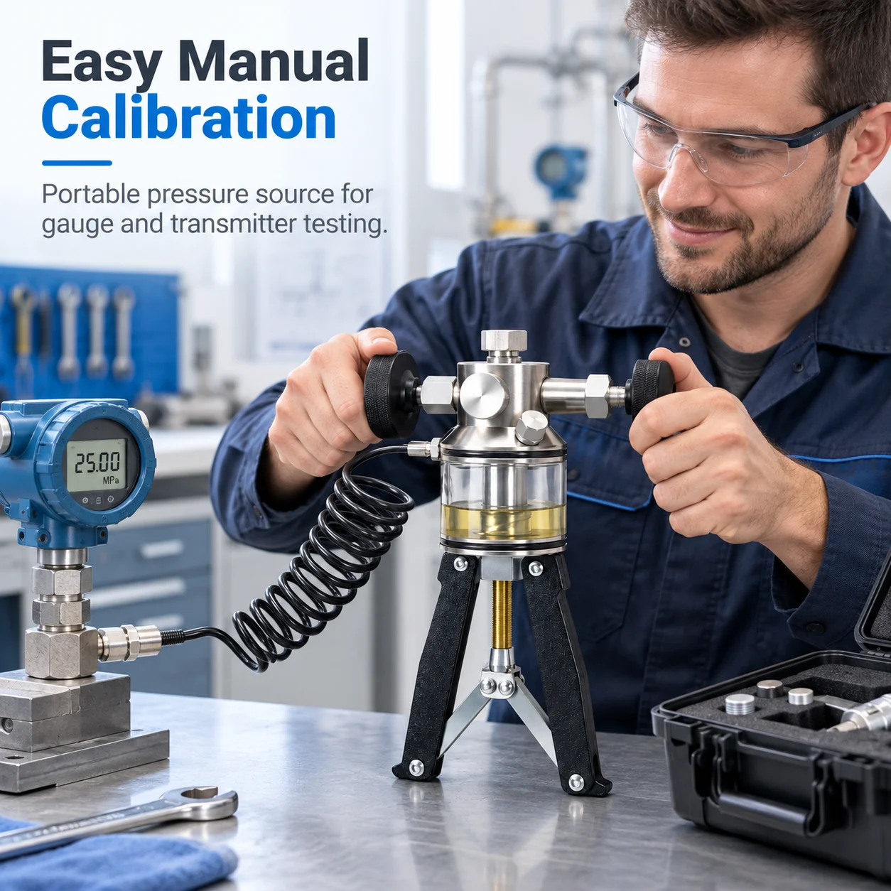 AOLIVIYA Hydraulic Pump Pressure Pump Ship Hand-held Pressure Calibration Tool Hand Pliers Calibrator 60 Mpa0.05 Accuracy