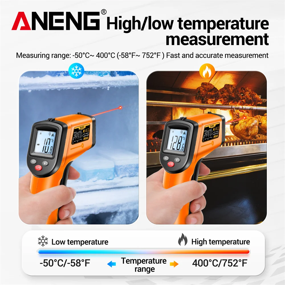 ANENG-Termômetro Digital com Exibição Celsius, Altamente Sensível, Medição de Temperatura Gun, TH201, TH201