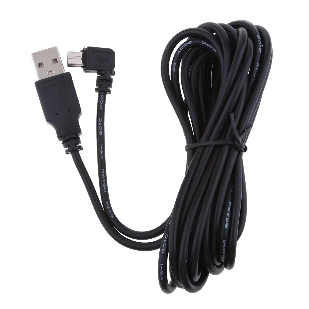 Universal 5V 2A Mini USB Chargers Cable 90 Degrees DVR Charging Cables