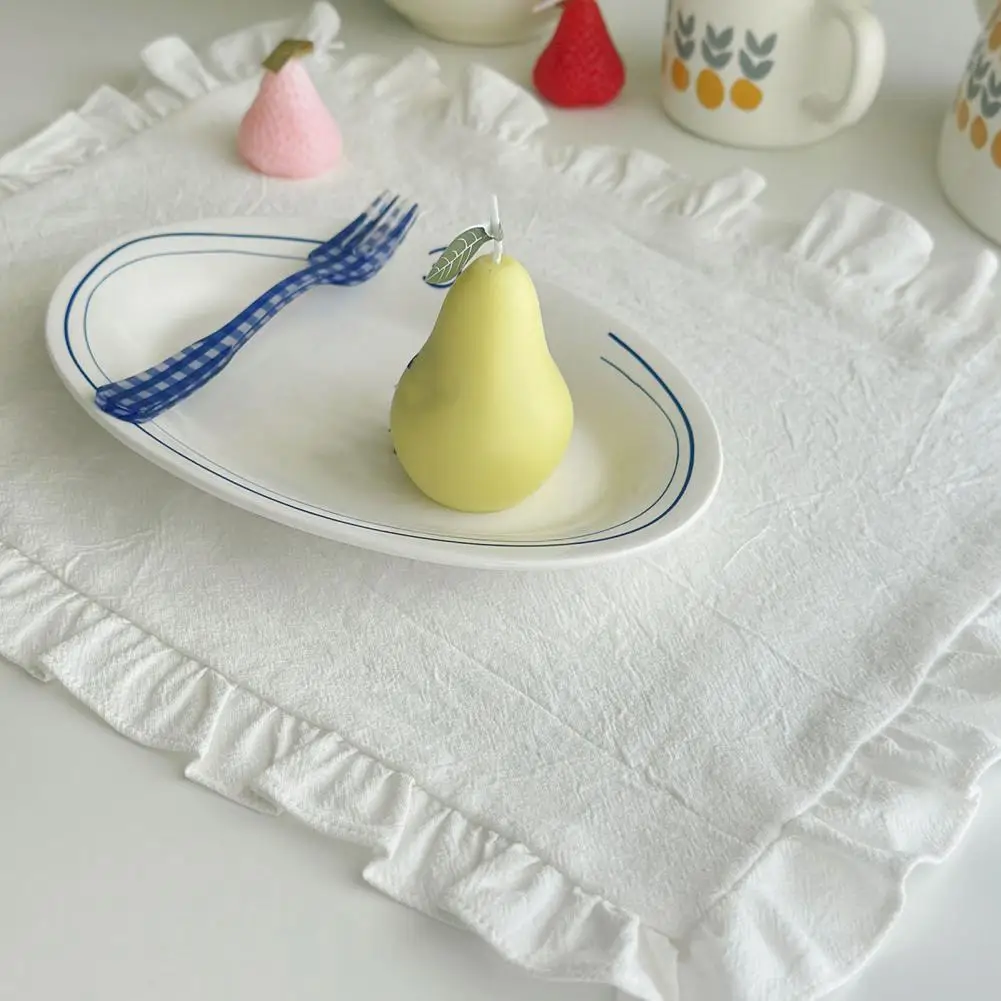 Vintage Placemat Rectangle Placemat with Ruffle Dining Table Decoration Mat for Restaurant Home Dinner Party Tea Party Wedding