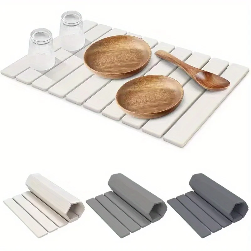 

1pcs Multi-Purpose Diatomite Mats & Pads for Kitchen, Foldable Drying Mat for Dishes and Tableware, Non-Slip and Water Absorbent