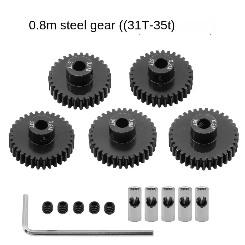 5pcs 0.8M 32P 3.175 5mm 11T 13T 15T 17T 18T 20T 24T 28T 30T 35T Hardened Steel Pinion Gear Motor Gear For 1/8 1/10 RC Model Car